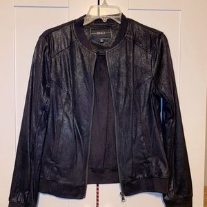 Leather/suede-look Lightweight Bomber Jacket